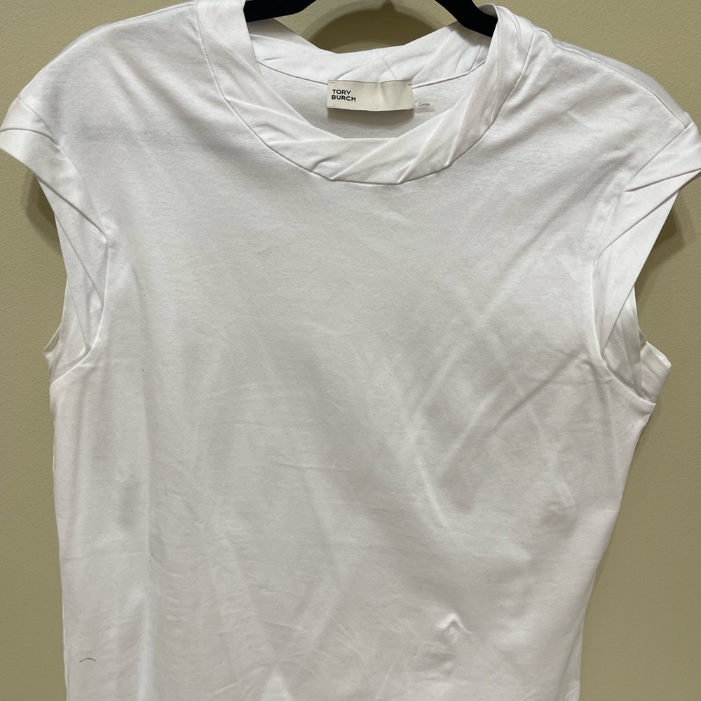 Tory Burch White Cap-Sleeve Crewneck Tank